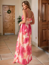 Pink and Orange Tie Dye Maxi Dress for Women Evening Dresses