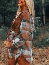 Plaid Collared Neck Button Up Shacket Woman Outerwear