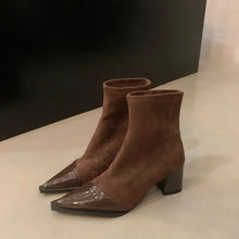 Leopard Print Ankle Boots with Block Heel and Pointed Toe Woman Boots