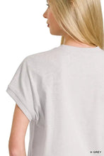 Premium Cotton Relaxed Crop Tee for Women Gray Short Sleeve Shirt Woman T Shirts