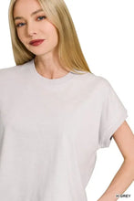 Premium Cotton Relaxed Crop Tee for Women Gray Short Sleeve Shirt Woman T Shirts