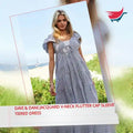 Davi & Dani Jacquard V-Neck Flutter Cap Sleeve Tiered Dress video preview