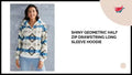 Shiny Geometric Half Zip Drawstring Long Sleeve Hoodie video preview