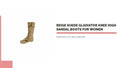 Beige Suede Gladiator Knee High Sandal Boots for Women video preview