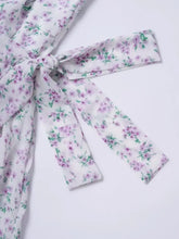 Printed Round Neck Long Sleeve Midi Dress Woman Dress