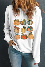 Pumpkin Graphic Long Sleeve Sweatshirt White Woman Sweatshirts