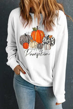 Pumpkin Graphic Round Neck Dropped Shoulder Sweatshirt White Woman Sweatshirts