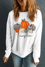 Pumpkin Graphic Round Neck Dropped Shoulder Sweatshirt Woman Sweatshirts