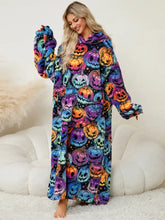 Pumpkin Patterned Hooded Blanket Slightly Stretchy and Machine Washable Dresses
