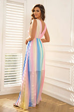 Rainbow Striped Sleeveless Maxi Dress Evening Dresses