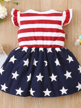 Red and White Striped Patriotic Baby Dress with Ruffles and Buttons Kids Dresses