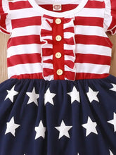 Red and White Striped Patriotic Baby Dress with Ruffles and Buttons Kids Dresses