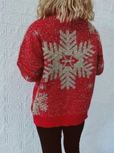 Red Christmas Sweater with Gold Snowflakes and Slightly Stretchy Material Sweater Pullovers