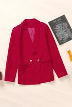 Red Double-Breasted Blazer with Long Sleeve Length and Shawl Collar Deep Rose Woman Outerwear