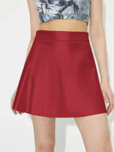 Red Flared Skater Skirt Basic Style for Women Deep Red Woman Skirts