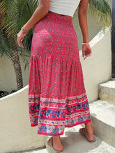 Red Floral Print Midi Skirt in 100 Percent Viscose Woman Skirts