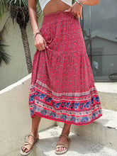 Red Floral Print Midi Skirt in 100 Percent Viscose Woman Skirts