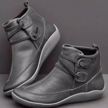 Red Leather Ankle Boots with Buckle Detail and Side Zipper for Women Gray Woman Boots