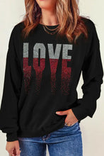 Rhinestone LOVE Round Neck Long Sleeve Sweatshirt Woman Sweatshirts
