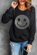 Rhinestone Smile Long Sleeve Sweatshirt Woman Sweatshirts