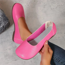 Round Toe Pink Leather Ballet Flats for Women Hot Pink Woman Loafers
