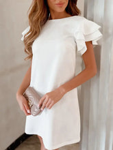 Ruffled Layered Short Sleeve Mini Dress White Casual Dresses