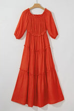 Off the Shoulder Tiered Orange Maxi Dress Maxi Dresses