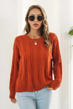 Rust Orange Cable Knit Sweater with Long Sleeve Length for Women Sweater Pullovers