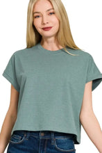 Seafoam Green Premium Cotton Relaxed Crop Tee for Women H ASH JADE Woman T Shirts