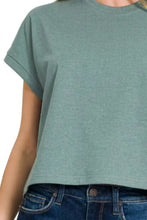 Seafoam Green Premium Cotton Relaxed Crop Tee for Women Woman T Shirts