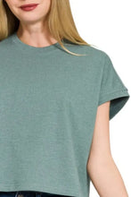 Seafoam Green Premium Cotton Relaxed Crop Tee for Women Woman T Shirts