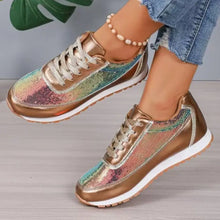 Sequin Embellished Metallic Sneakers for Women Woman Athletic Shoes