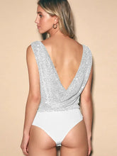 Sequin Embellished V Neck Bodysuit for Women Woman Bodysuits