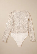 Sequin Long Sleeve Wrap Bodysuit for Women Woman Bodysuits