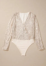 Sequin Long Sleeve Wrap Bodysuit for Women Woman Bodysuits