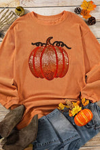 Sequin Pumpkin Round Neck Long Sleeve Sweatshirt Woman Sweatshirts