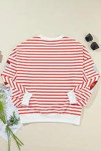 Sequin Santa Striped Round Neck Long Sleeve Sweatshirt Woman Sweatshirts