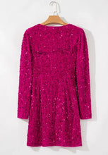 Sequin Surplice Long Sleeve Mini Dress Cocktail Dress