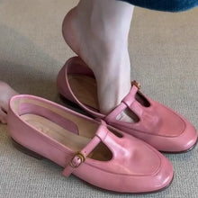 Silver T-Strap Ballet Flats and Pink Mary Jane Shoes for Women Pink Woman Loafers