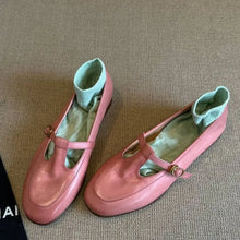 Silver T-Strap Ballet Flats and Pink Mary Jane Shoes for Women Woman Loafers