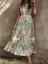 Sleeveless Floral Paisley Maxi Dress Cream Casual Dresses