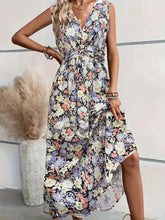 Sleeveless Floral Print V-Neck Maxi Dress Floral Maxi Dresses
