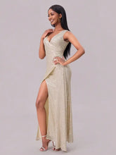 Sleeveless Sequin Maxi Gown with Thigh High Slit Maxi Dresses