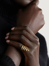 Stainless Steel Gold Plated Multi Band Statement Ring Fashion Jewelry