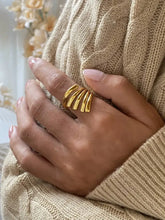 Stainless Steel Gold Plated Multi Band Statement Ring Fashion Jewelry