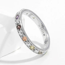 Sterling Silver Ring with Colorful Gemstones and Star Cutouts Fashion Jewelry