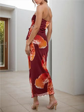 Strapless Floral Print Midi Dress with Slight Stretch Maxi Dresses