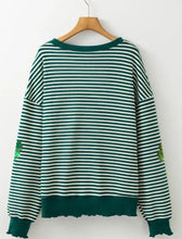 Stripe Lucky Clover Drop Shoulder Sweatshirt Woman Sweatshirts