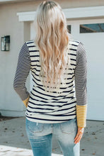 Striped Buttoned Long Sleeve Top Woman T Shirts