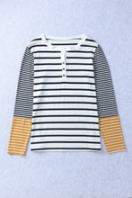 Striped Buttoned Long Sleeve Top Woman T Shirts